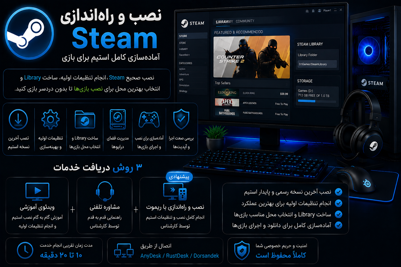 نصب و راه‌اندازی Steam برای دانلود و اجرای بازی‌های کامپیوتری