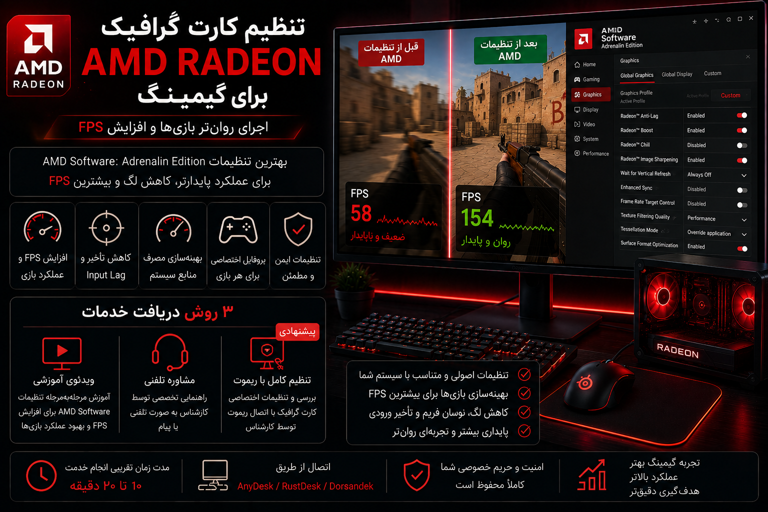 تنظیم کارت گرافیک AMD Radeon برای گیمینگ و اجرای روان‌تر بازی‌ها